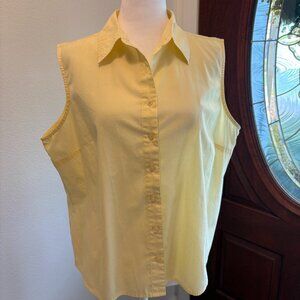 Basic Edition Women's Sleeveless Button Up Blouse Yellow Size XL